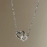 Women's Dual Heart Pendant with Chain Micro Plating